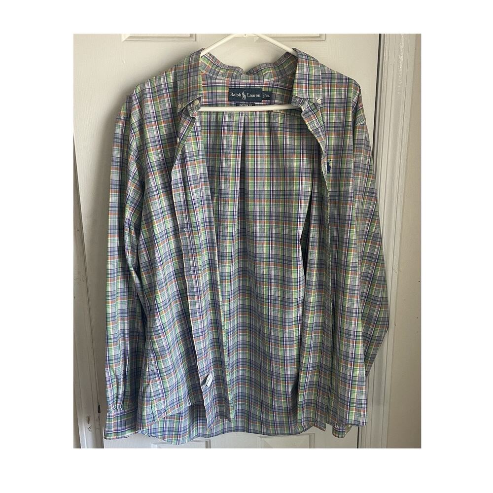 Ralph Lauren Men's Cotton Plaid Long Sleeve Button-Up Shirt XL